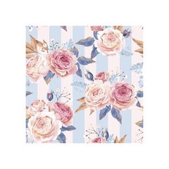 Peceta dekupazhi - PINK ROSES ON BLUE STRIPES - 1pc