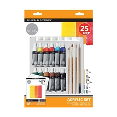 Set Daler Rowney Akrilik me Aksesorë 25 copë