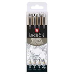 Set stilolapsash teknikë SAKURA PIGMA MICRON 3 FINELINERS A BRUSH PEN | hije gri