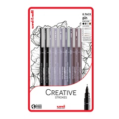 Set UNI PIN shënues fineliner CREATIVE STROKES 8 copë