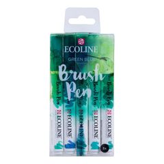 Stilolapsa me bojëra uji ECOLINE BRUSH PEN GREEN BLUE | Set 5 copë